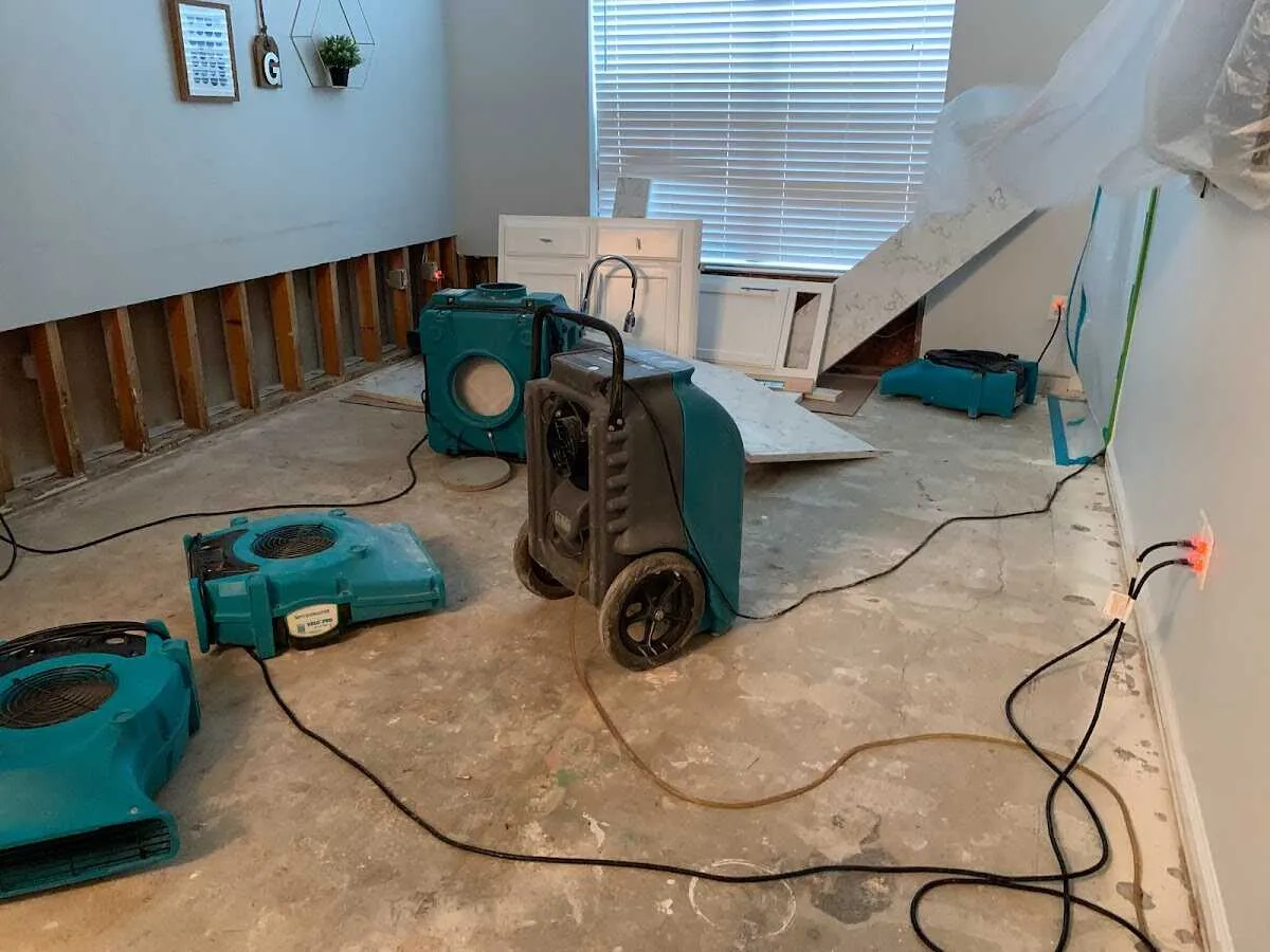 Dehumidifier in flood-cut room for Water Damage Restoration in Santa Rosa